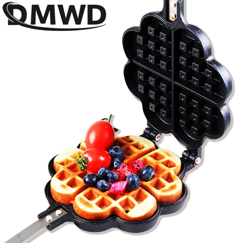 DMWD DIY Heart Shape Non-stick Eggs Waffle Pan For Gas Electric Muffin Machine Omelet Egg Pancake Mould Baked Cake Baking Mold