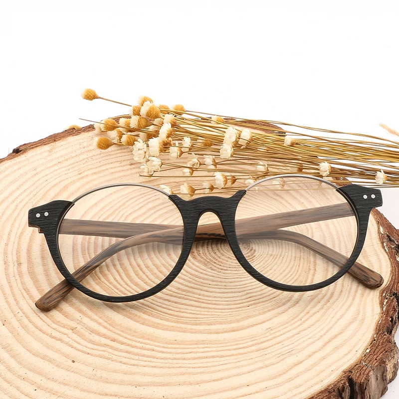 2022 Men Women Wooden Plain Glasses Myopia Wood Frame Sunglasses with Clear Lenses