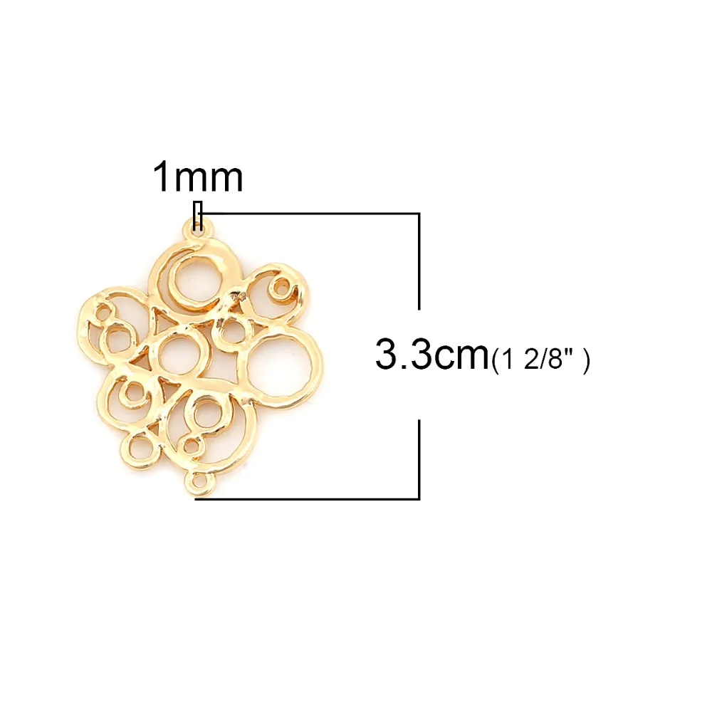 DoreenBeads Zinc Based Alloy Connectors Irregular Gold silver color Circle Hollow DIY Charms 33mm(1 2/8