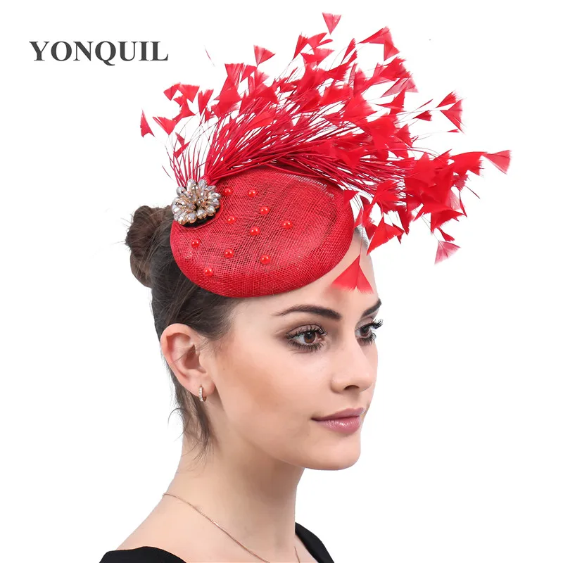 

Elegant Ladies Hair Fascinators Hat With Headbands Women Fancy Feather Fashion Hair Accessories Wedding Race Derby Cocktail Hats