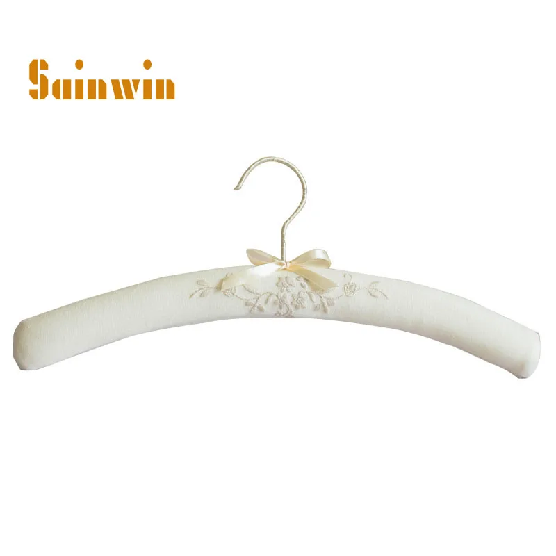 

Sainwin 5 шт./лот 41 см Роскошная хлопковая и льняная тканевая вешалка для одежды для взрослых ткань противоскользящая губка полиэфирная вешалка