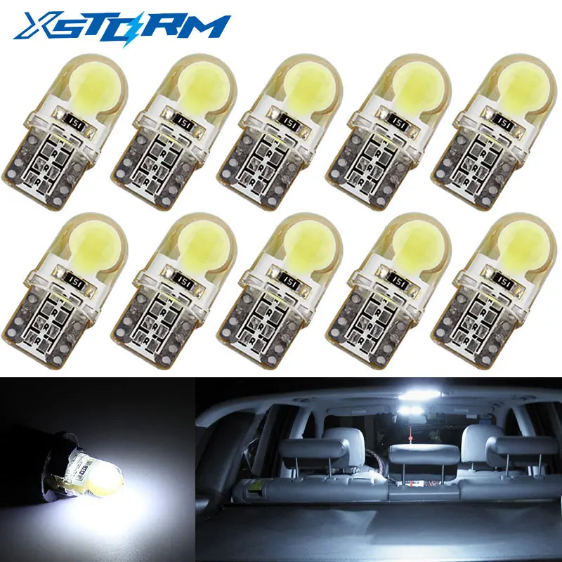 10Pcs W5W T10 LED Bulb 194 168 COB 8 SMD White Dome Readling Lights License Plate Light Trunk Lamp Auto Led Bulbs White 12V