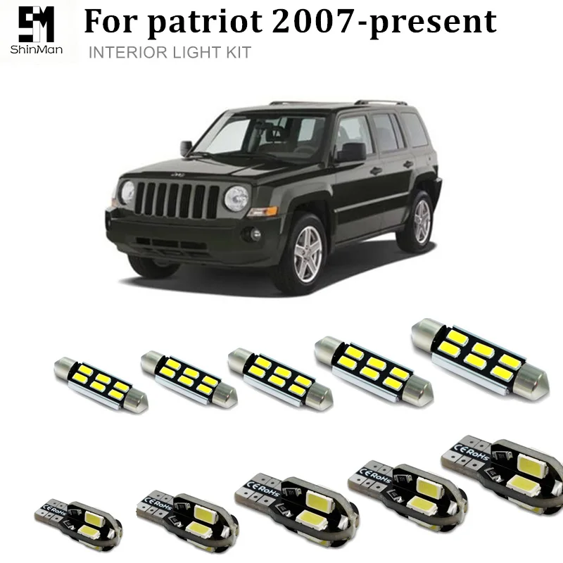 

Shinman 6X canbus LED Interior Light Kit Package For Jeep Patriot accessories 2007+ Error Free trunk Dome license led