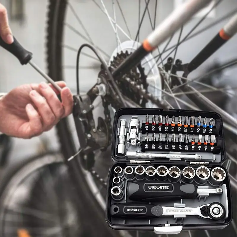 High quality 38PCS Mini ratchet wrench set 1/4 socket screwdriver head hex trox slot bit bike Repair handle tools S2 material