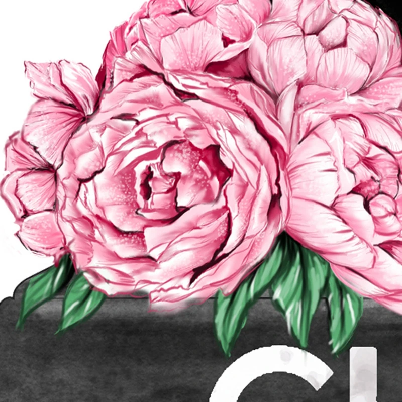 Fashion Magazine Wall Art Prints High Heels and Lipstick Modern Picture Poster Pink Flower Canvas Painting Girls Room Home Decor