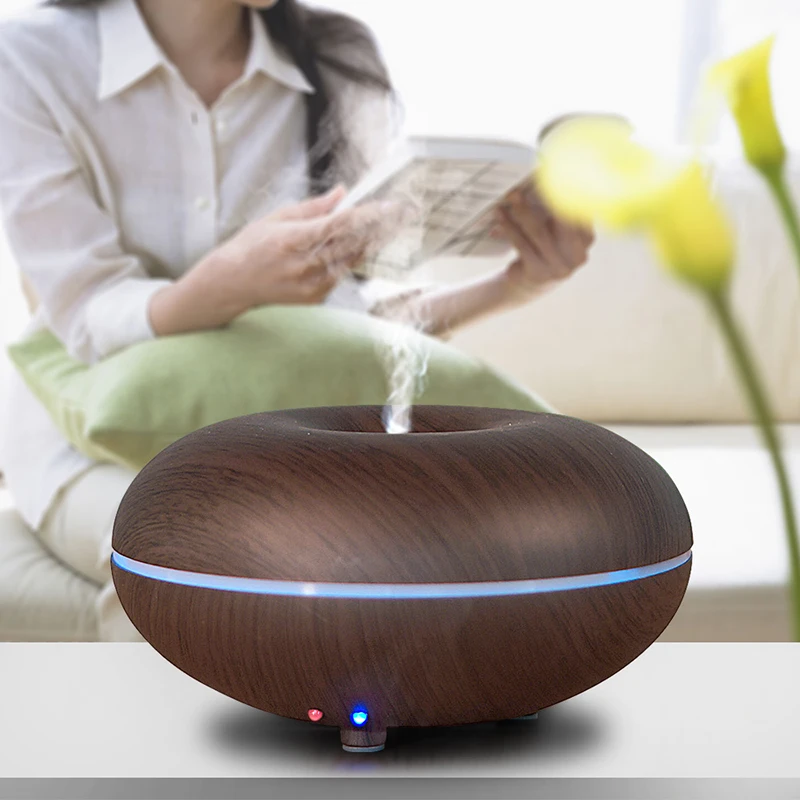 Essential Oil Ultrasonic Air Humidifier Mini LED Night Light Electric Aroma Diffuser Wood Grain Home Aromatherapy Diffuser