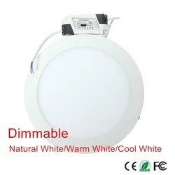 Ultra cienka ściemniania panel ledowy Downlight 3w 4w 6w 9w 12w 15w 25w okrągłe led sufitowe oświetlenie zagłębione AC110-220V oświetlenie panelowe led