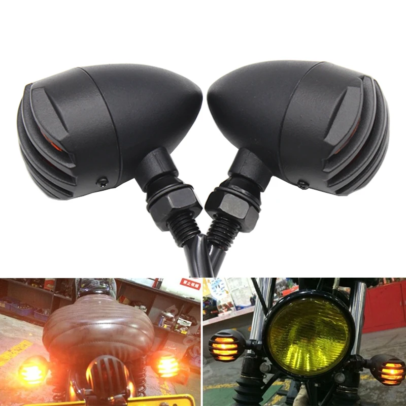 

High Quality new 2 Pairs Motorcycle Turn Signal Lights indicators for Harley honda yamaha kawasaki suzuki ducati Bobber Chopper