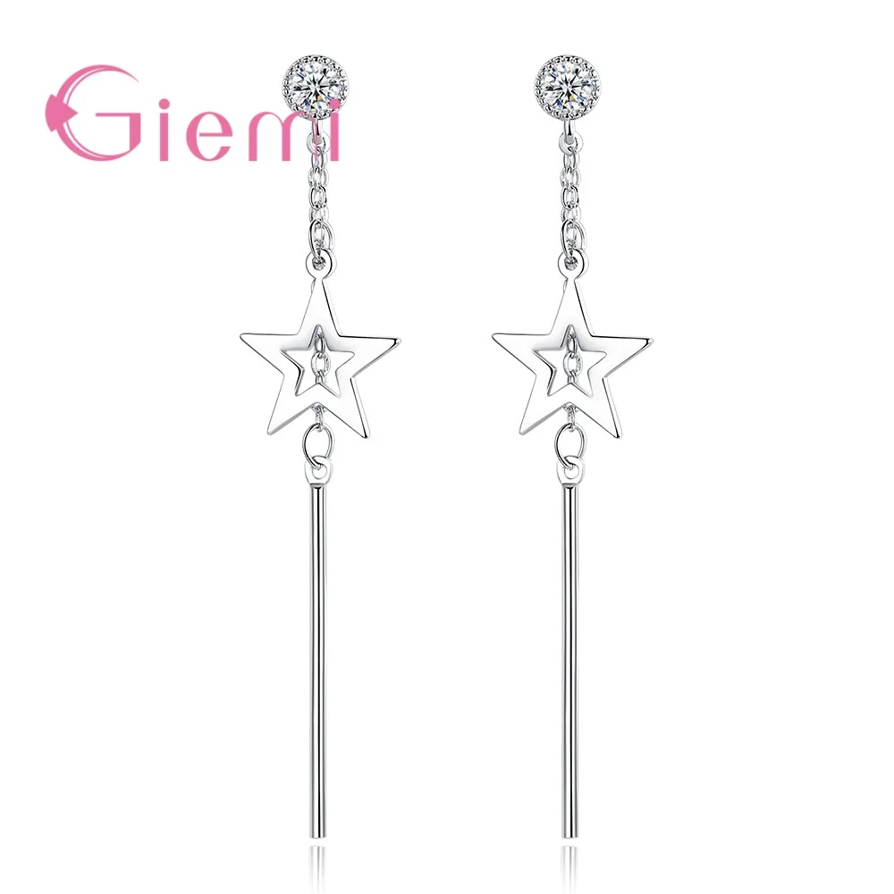 

Crystal Vintage Star 925 Silver Dangle Earrings Asymmetric Star With Long Earrings For Women Drops Earrings Tassel Earrings