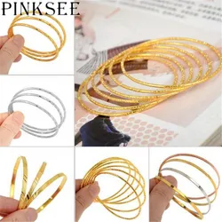 NEW 3/4/6pcs 1 Set New Fashion Gold Silver Color Baby Kids Children Round Band Bangles Cuff Anklets Muslim Bracelet Drop Ship