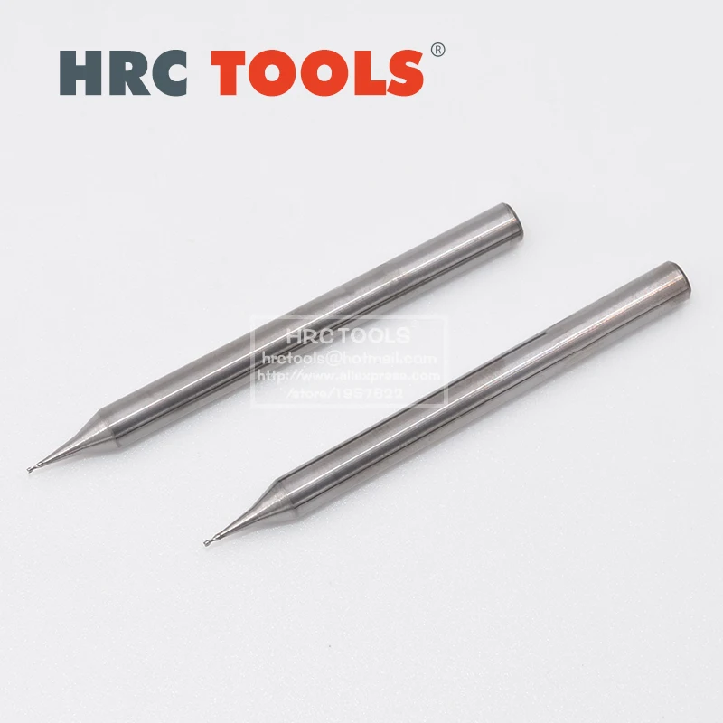 1 個 0.3 ミリメートル 0.4 ミリメートル 0.5 ミリメートル-0.9 ミリメートル HRC55 CNC 微粒子超硬フラットおよびボールエンドミル 2 フルートルータービットエンドミル