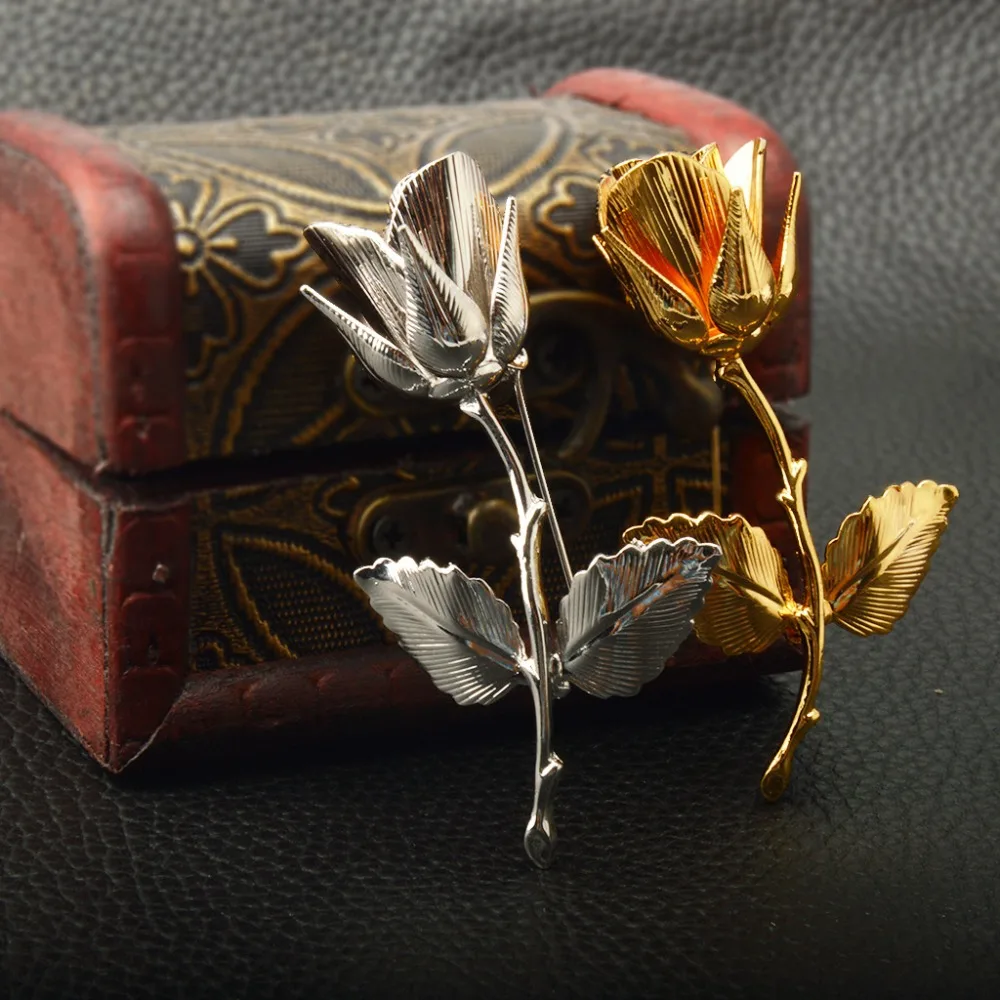 New Gold white  Flower Brooches Leaf Rose Brooches Broche Broches Mujer Acrylic Wedding Brooch For Women Gifts Hijab Pin