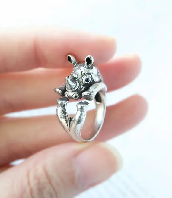 Kinitial 1PCS Hot Sale Engagement Hinoceros Ring Rhino Ring Everyday Fashion Jewelry Animals Rings For Women Animal Rings anel