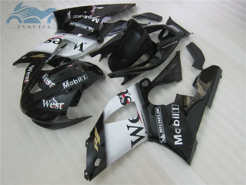 Free Customized motorcycle fairing Kits Fit for YAMAHA YZF R1 1998 1999 YZFR1 98 99 aftermarket fairings kit black WEST bodywork