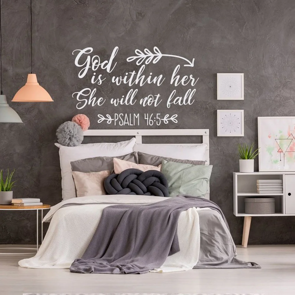 

God is Within Her She Will Not Fall Psalm 46:5 Wall Decal Bible Verse vinyl Wall Decals nursery room decor Wall stickers G387