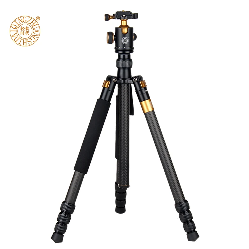 New QZSD Q1088C Professional Carbon Fiber Tripod Monopod With Ball Head For DSLR Camera / Portable Travel Camera Tripod Stand