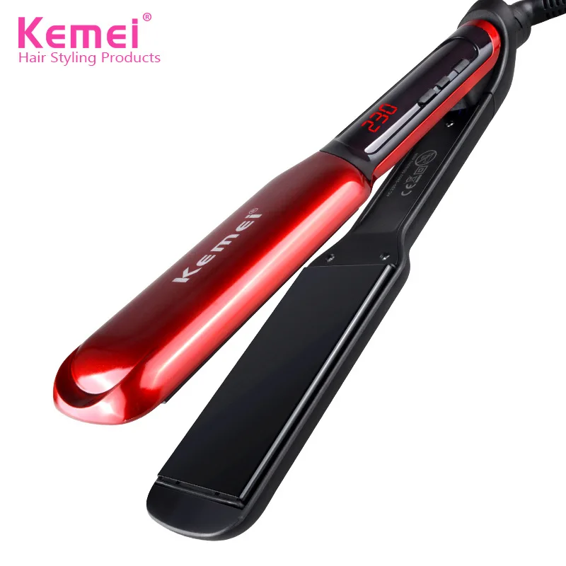 Kemei LCD Display Iron Digital Temperature Control Straightening Irons Ceramic Rectifier 120-230 Degrees Adjustable