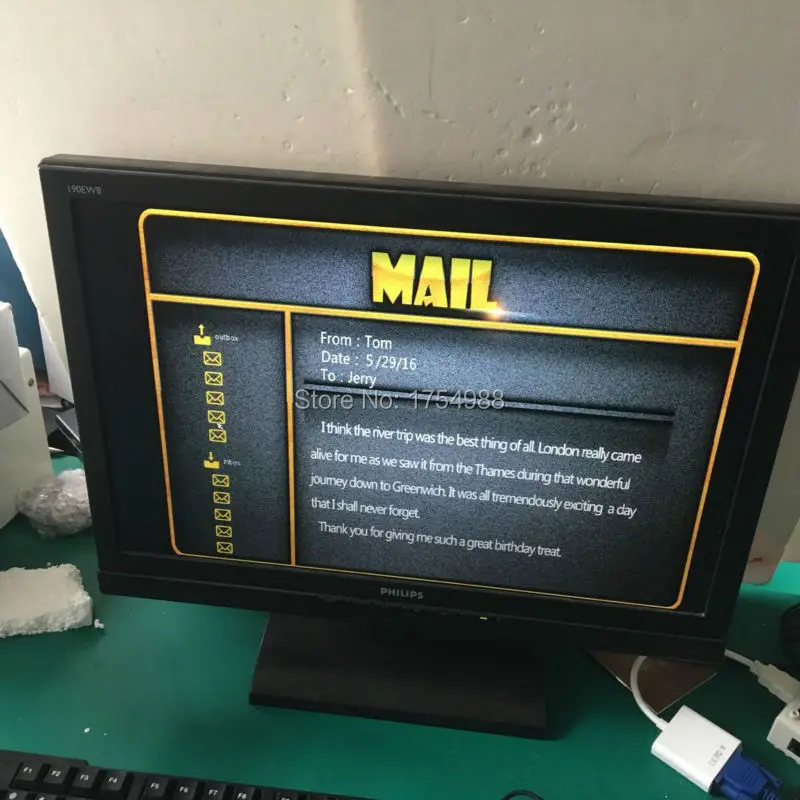 real life room escape game prop e-mail system enter right password via computer to unlock and get email clues