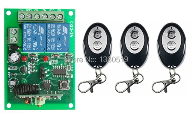 

DC12V 2CH RF Wireless Remote Control Switch System 3* ellipse shape transmitter & 1* receiver relay Receiver Smart Home Switch