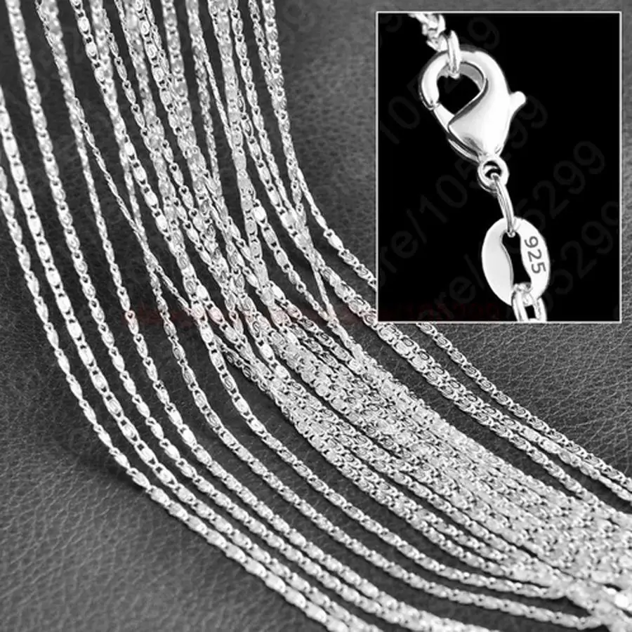 100 PCS Wholesale 16-30 inches Nice Jewelry 925 Silver colorColor Color Chain Flat S Necklaces For Pendant