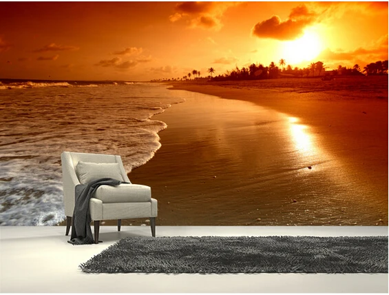 Custom landscape wallpaper, Ocean Sunrise,3D modern photo for the living room bedroom kitchen background waterproof wallpaper