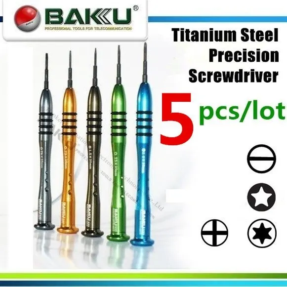 (5 pieces/lot) Titanium Steel handle Precision Screwdriver,Brand BAKU