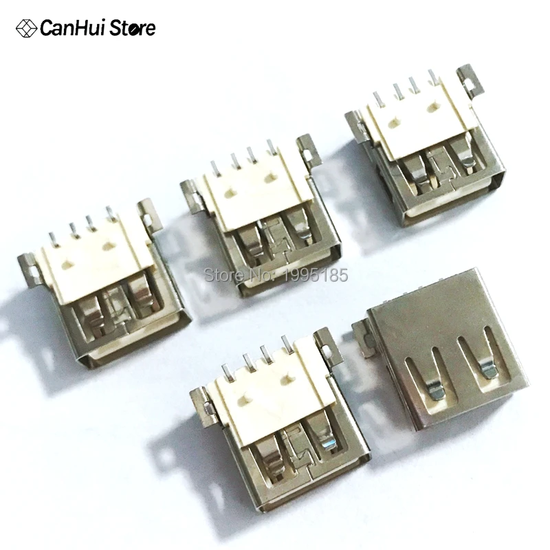 10/20Pcs USB Type A Standard Port Female Solder Jacks Connector PCB Socket USB-A type Female Flat Edge 2.0mm SMD Thermostability