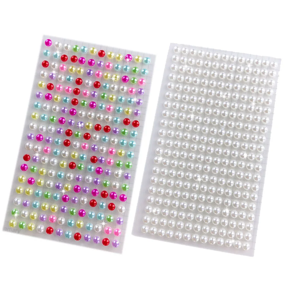 6mm Imitation Pearl Self Adhesive Crystal Rhinestones Flatback Pearl Decoration Scrapbooking Stickers Diy Decal Gems Craft