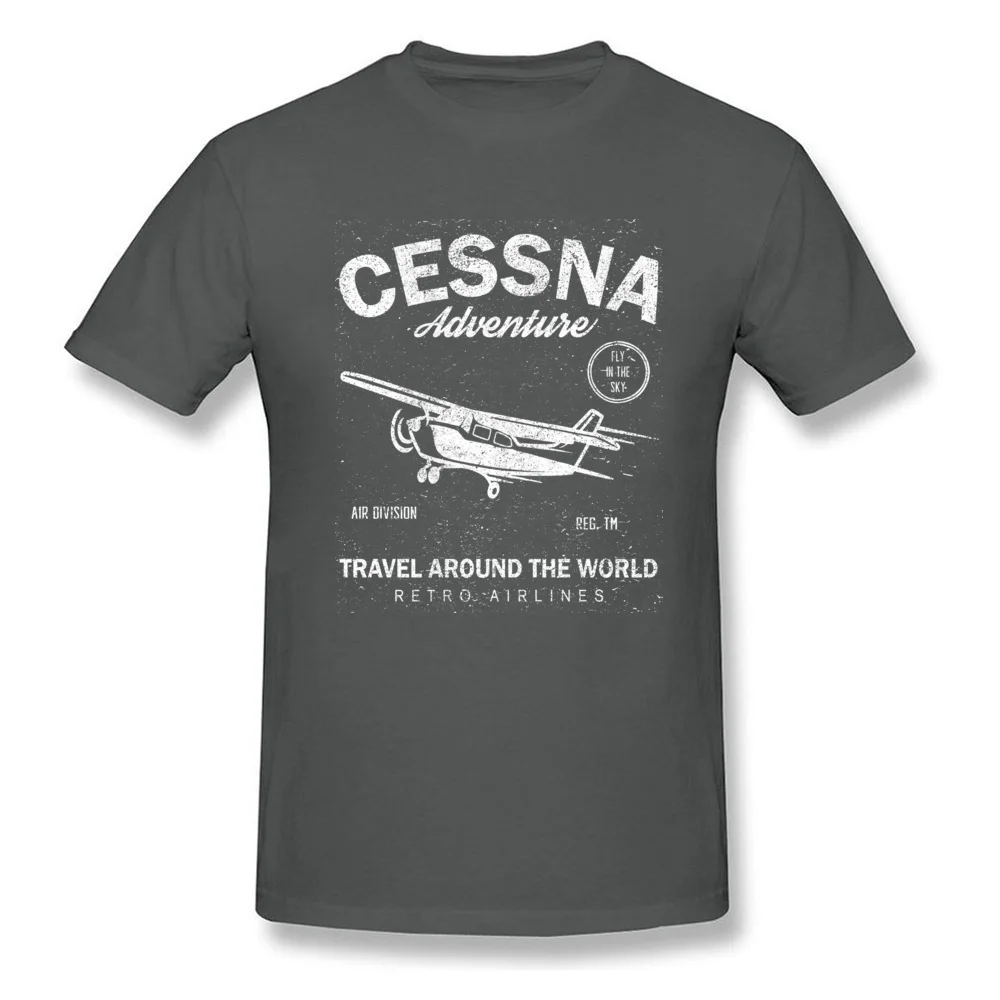 Cessna Leisure Brand Biplane Tshirt Airplane Adventure Travel Around The World Vintage T Shirt Men Graphic Tees Father\'s Day