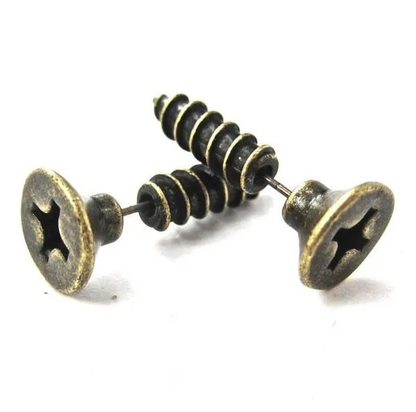 New Retro Style Hot Sale Lovely 3d Fake Gauge Screw Earrings Fine Jewelry For Ladies and Girls