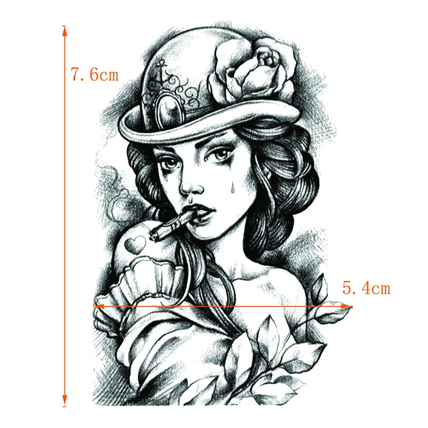 Beauty Crying Lady Waterproof Temporary Tattoos Men  Fake Tattoo The flash Tatoo Temporary Stickers Sleeve Harajuku Kids Tattoo