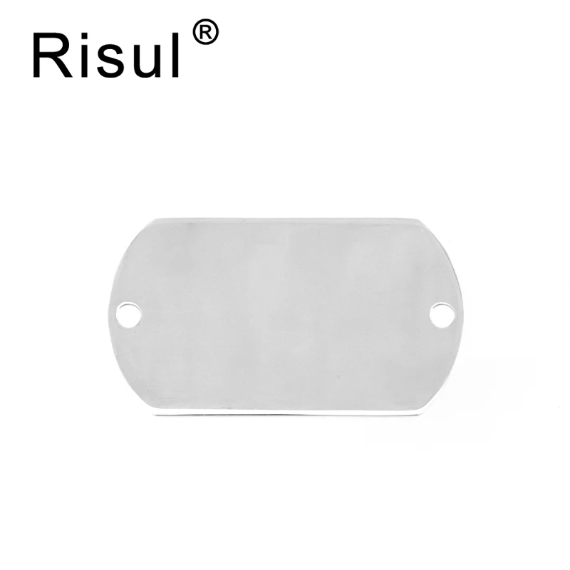 

Risul Stainless steel 2 loop holes dog tag blank ID tags pendant Both sides mirror polished high quality wholesale 50pcs