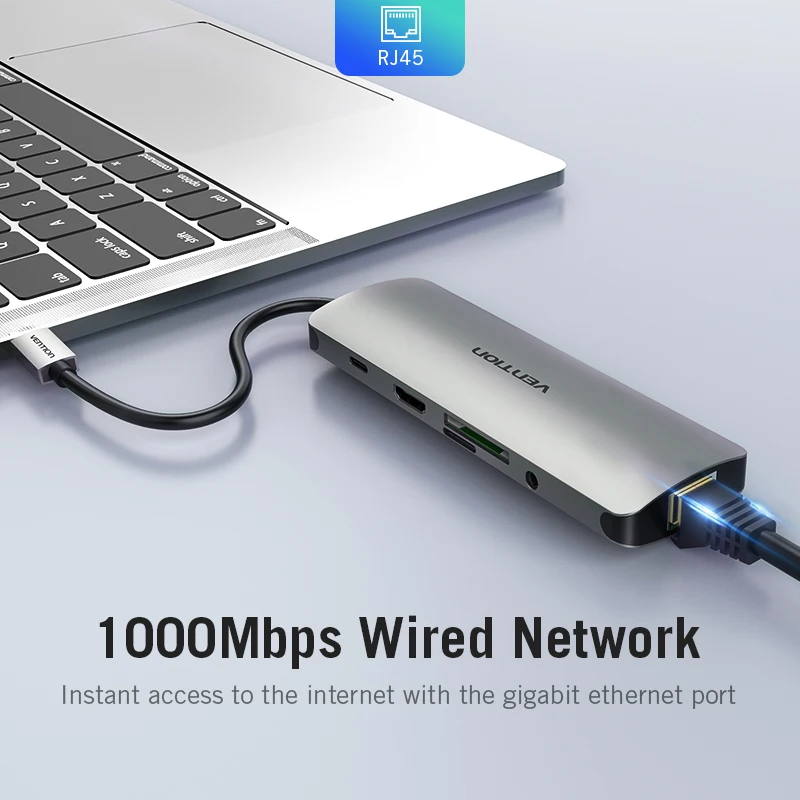 Vention Thunderbolt 3 Dock Adapter Hub USB C to HDMI RJ45 USB 3.0 Audio Video Splitter for MacBook Samsung Huawei USB C Adapter