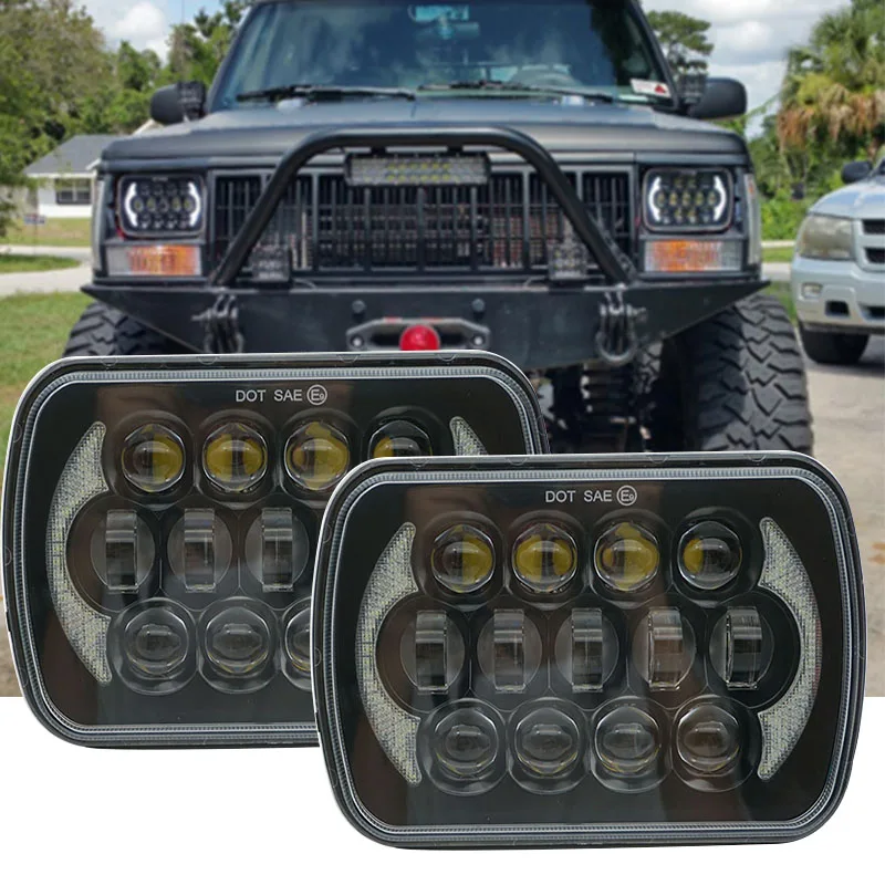 

LED 5" X 7" INCH LED Headlight Replacement For Jeep Cherokee XJ Trucks IP67 85W LED Projector headlight High/Low beam DRL