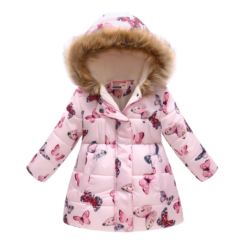 Pink Baby Girls Fleece Coat Winter Children Clothes Baby Girl Down Jacket Hoodies Long Overcoat Kid Windbreaker Outfit Top 4-11Y