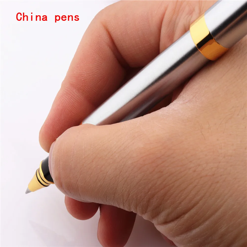 Baoer 388 Silver Business Metal Roller ball Pen Medium Nib Gold Clip Rollerball Pen office School Supplies