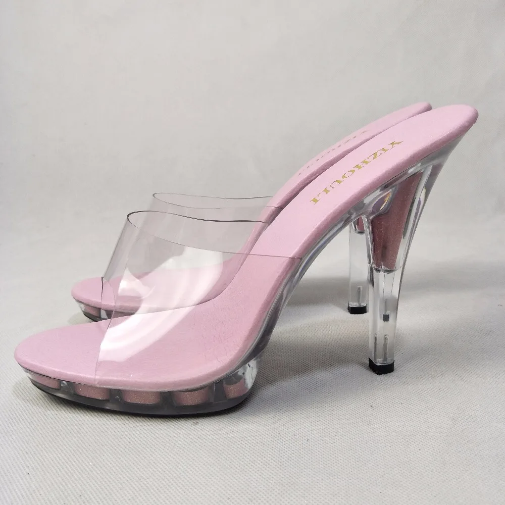 13cm hundred people, transparent and cool, high heels, transparent fish mouth Dance Shoes