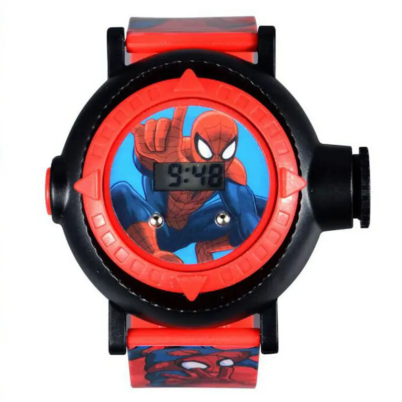 Disney Original Children's Electronic Watches Handsome Spider-Man Projection Watch Boys Gift Student Wrist Watch Clock