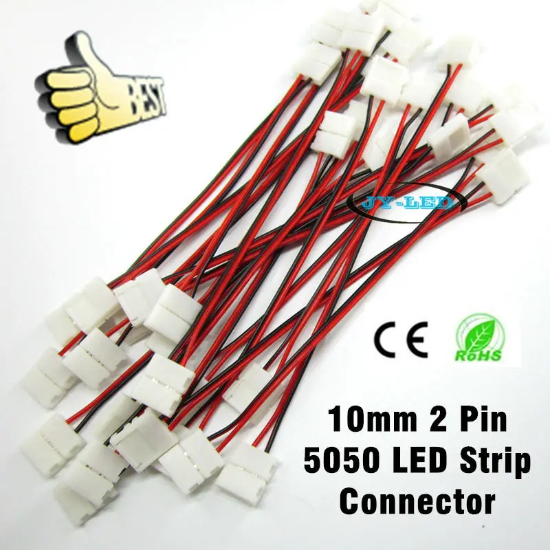 

50pcs SMD 5050 LED strip single color LED pcb connector, 10mm 2 Pin 2 Ends LED strip connector, Good Quality