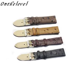Genuine leather retro ostrich pattern 18-24mm Retro Genuine Leather Watchband Brown Yellow/Black/Red Gray Matte Leather straps
