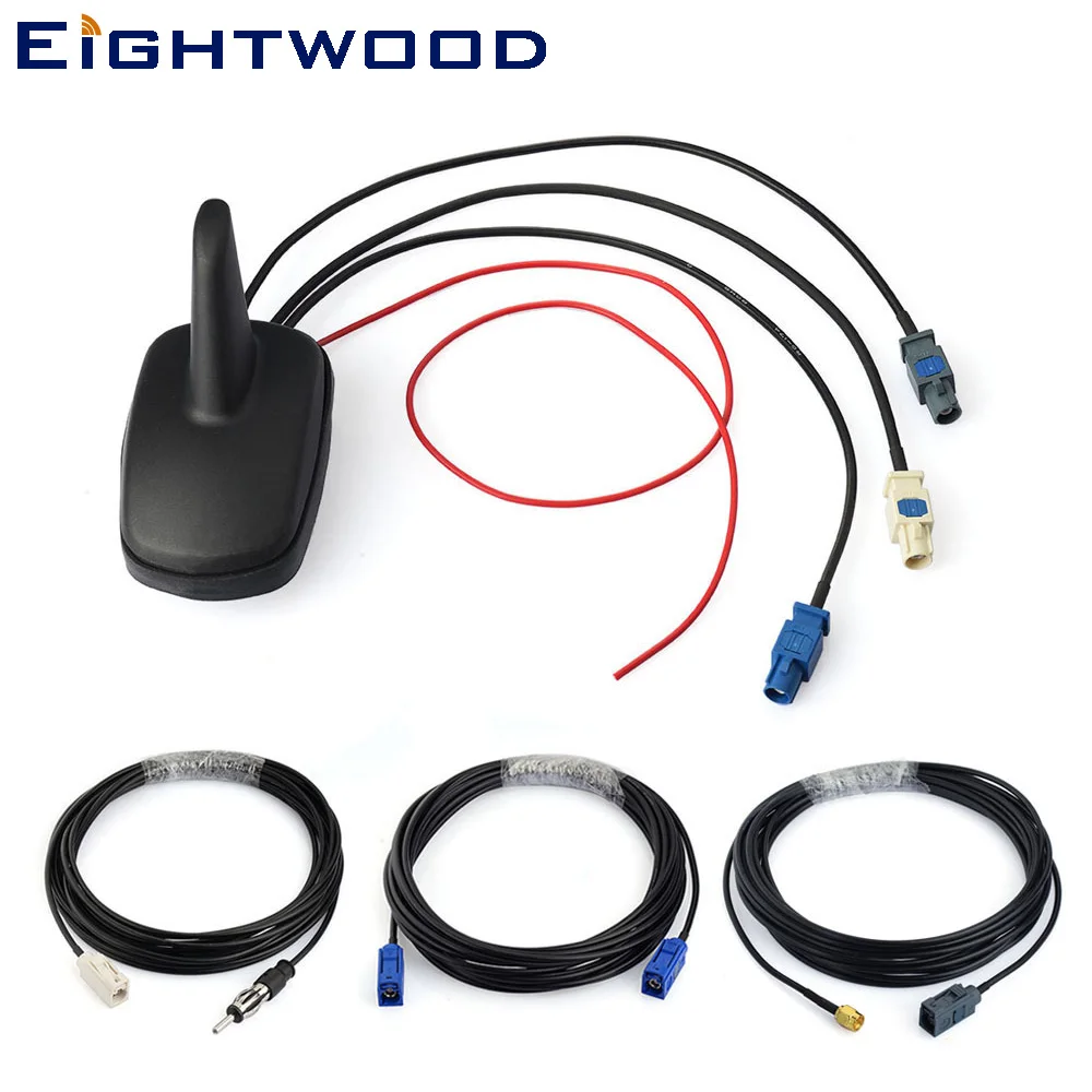 Eightwood Car DAB+FM+GPS Combined Antenna Shark Fin Roof Mount Amplified Aerial for Vehicle Car Truck SUV Radio Stereo Head Unit