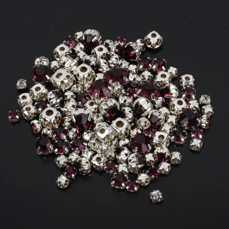 Best selling Sew-On Rhinestones Mixed Size 4-8mm 120pcs Silver claw crystal stones For clothing sewing accessories