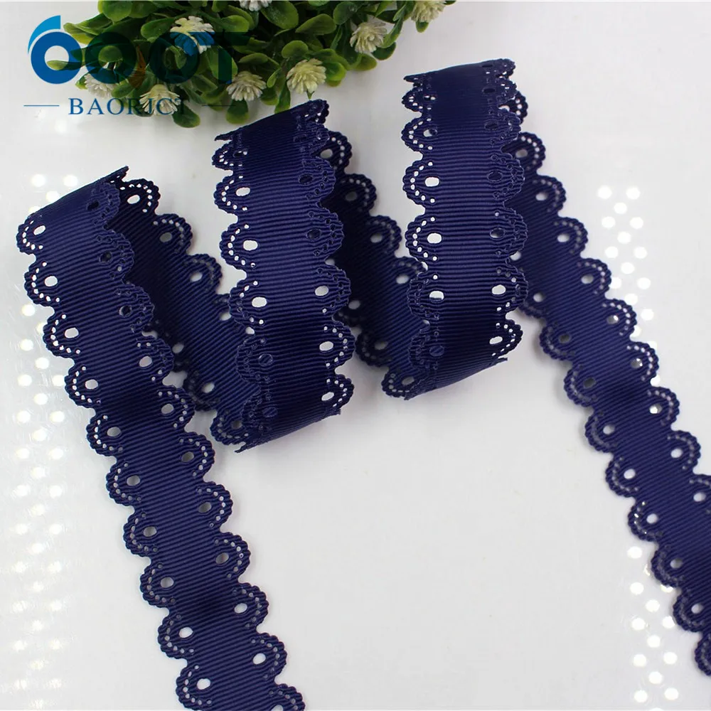 OOOT BAORJCT 177031  hot sale 25mm hollow Flowers solid Grosgrain Ribbon, DIY handmade materials,Clothing accessories