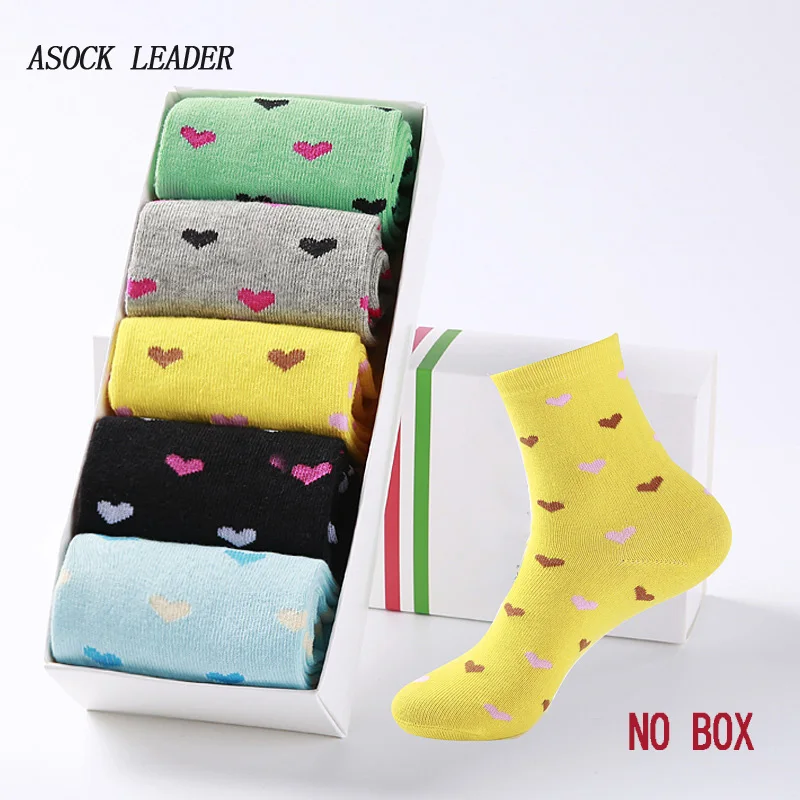 

2018 spring new cotton socks women fashions Casual Color love socks Long socks Slipper socks Gifts socks 5 Pairs/Lot No Box
