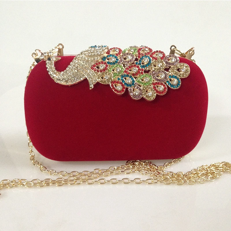 

Women Rhinestone Evening Clutch Bag Ladies Red Clutch Purse Chain Handbag Bridal Wedding Party Purse