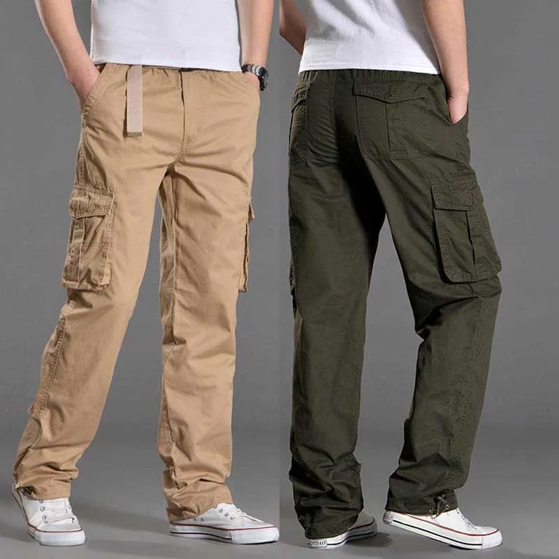 

Spring Summer Cargo Pants Many Pocket Men Casual Straight Loose Baggy Trousers Cotton Big Size Pants Male Joggers Clothes