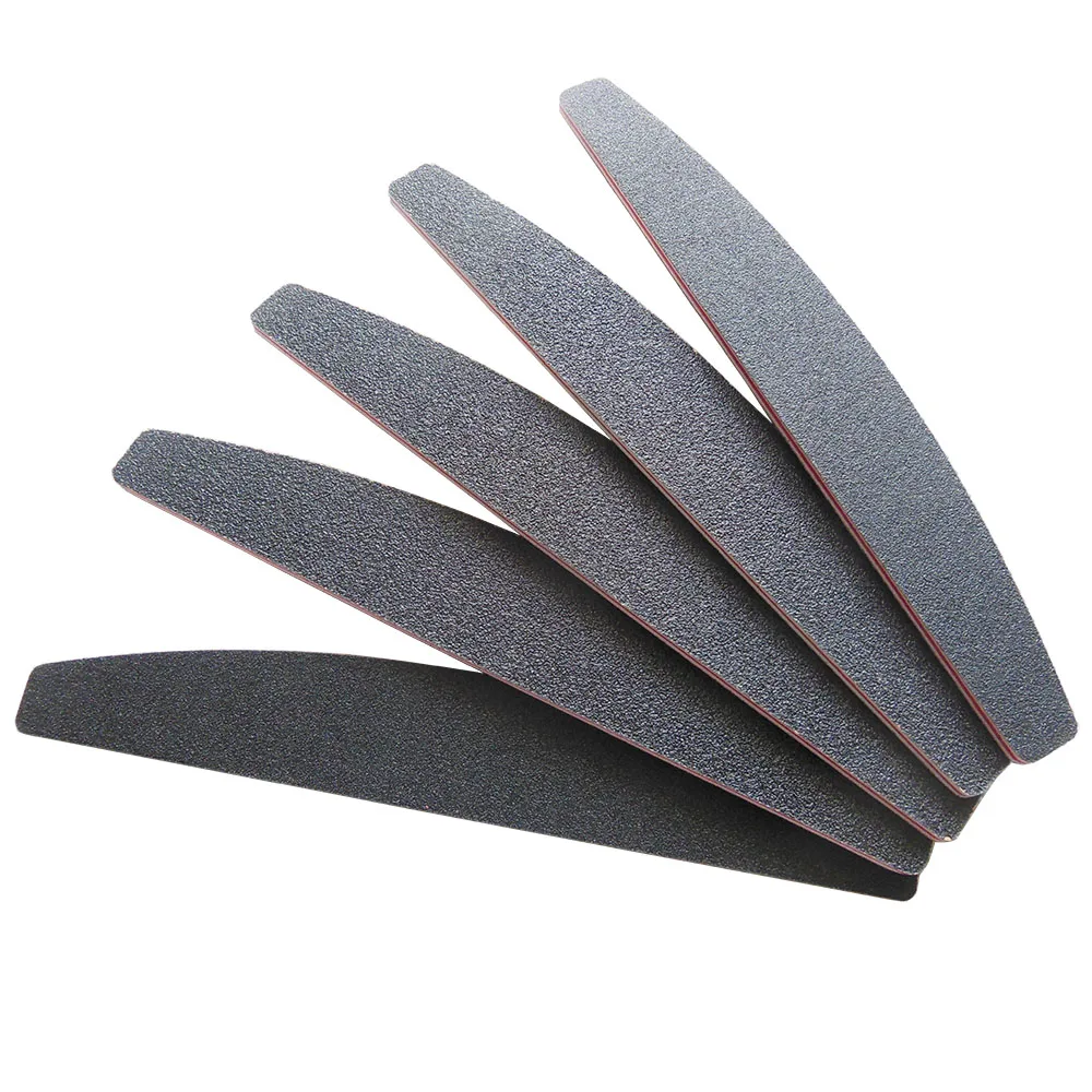 5  pcs halfmoon Black Nail Files  100/180  boat shape nail file  nail art tool