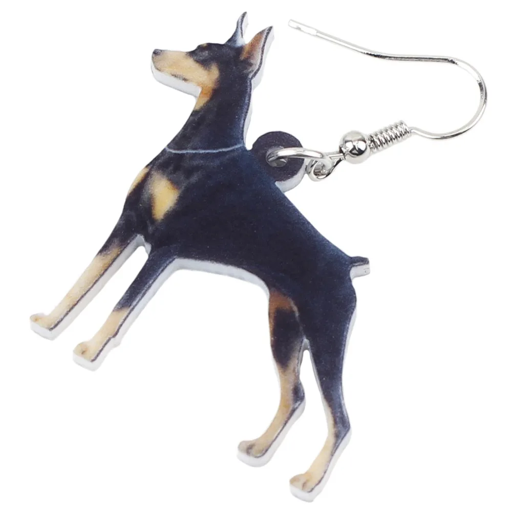 Bonsny Acrylic Anime Dangle Drop Doberman Pinscher Dog Earrings Hoops Big Long Jewelry For Girls Women Ladies Cheap Accessories