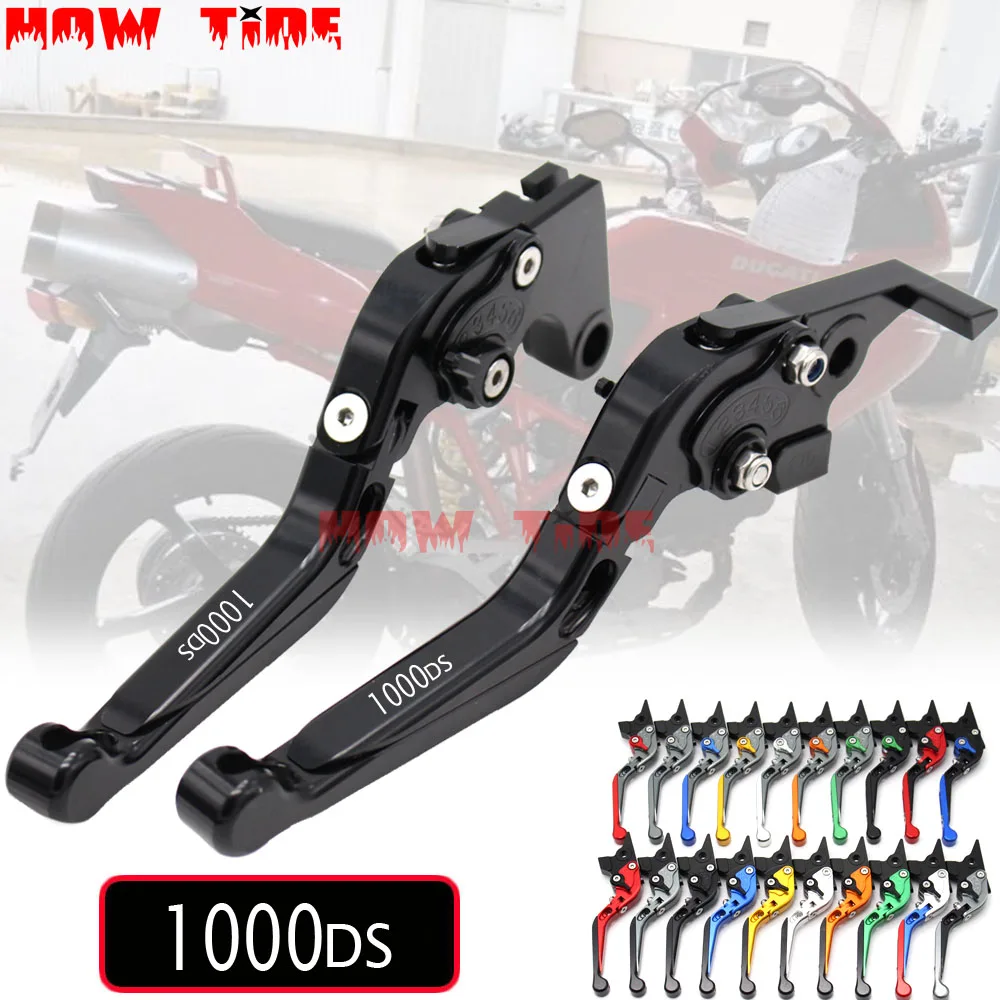 Adjustable Folding Extendable Motorbike Motorcycle Titanium&Blue Brake Clutch Levers For Ducati MTS1000SDS DS MTS 1000 2004-2006