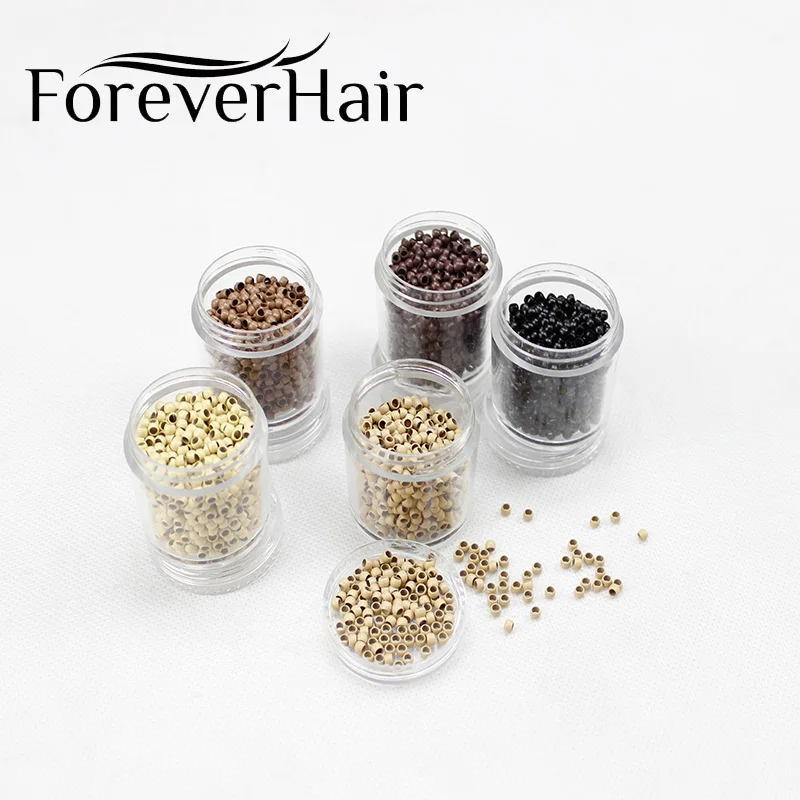 Forever Hair 1000 szt./butelka do przedłużania włosów pierścionek 3mm * 2mm * 2mm miedziane koraliki do włosów Nano ringi do przedłużania włosów do przedłużania włosów mikro koraliki narzędzi